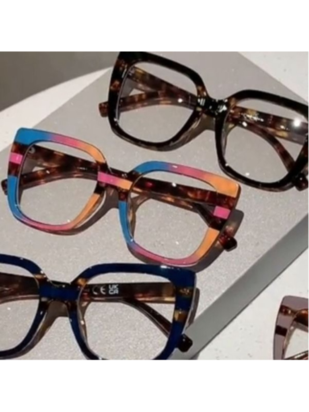 💥3/$12💥Computer Glasses Colorful Bright Square Plastic Rims - Picture 2 of 3
